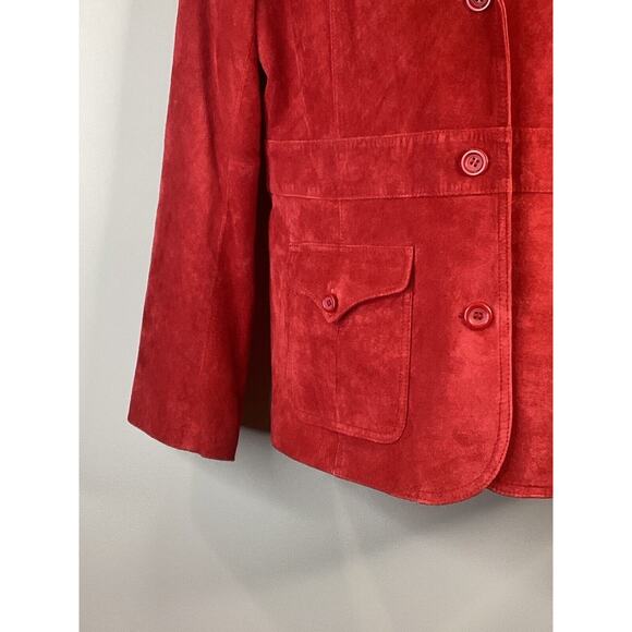 Liz Claiborne Brick Red Suede Blazer Jacket Womens Size L Flawed - Picture 4 of 9